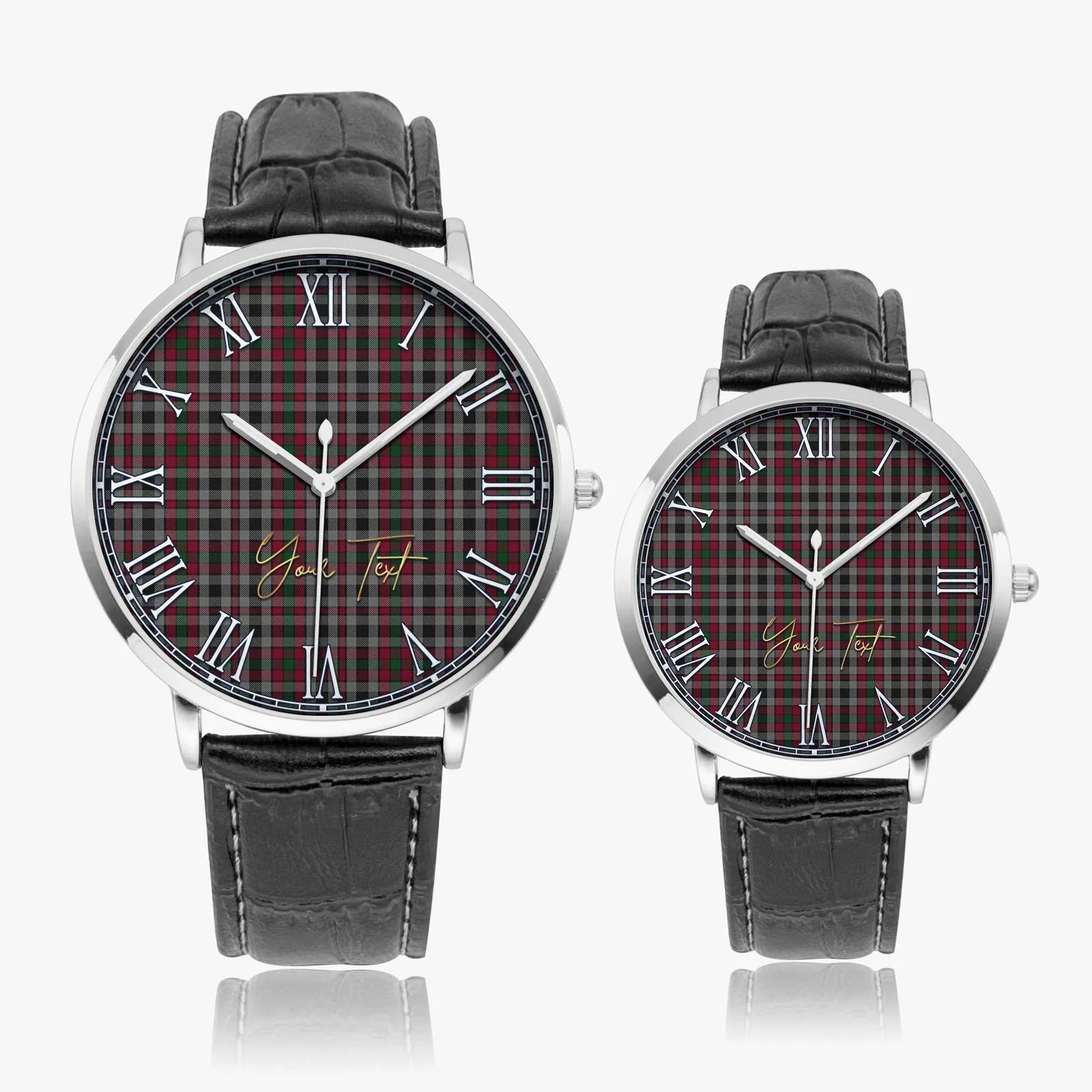 Borthwick Tartan Personalized Your Text Leather Trap Quartz Watch