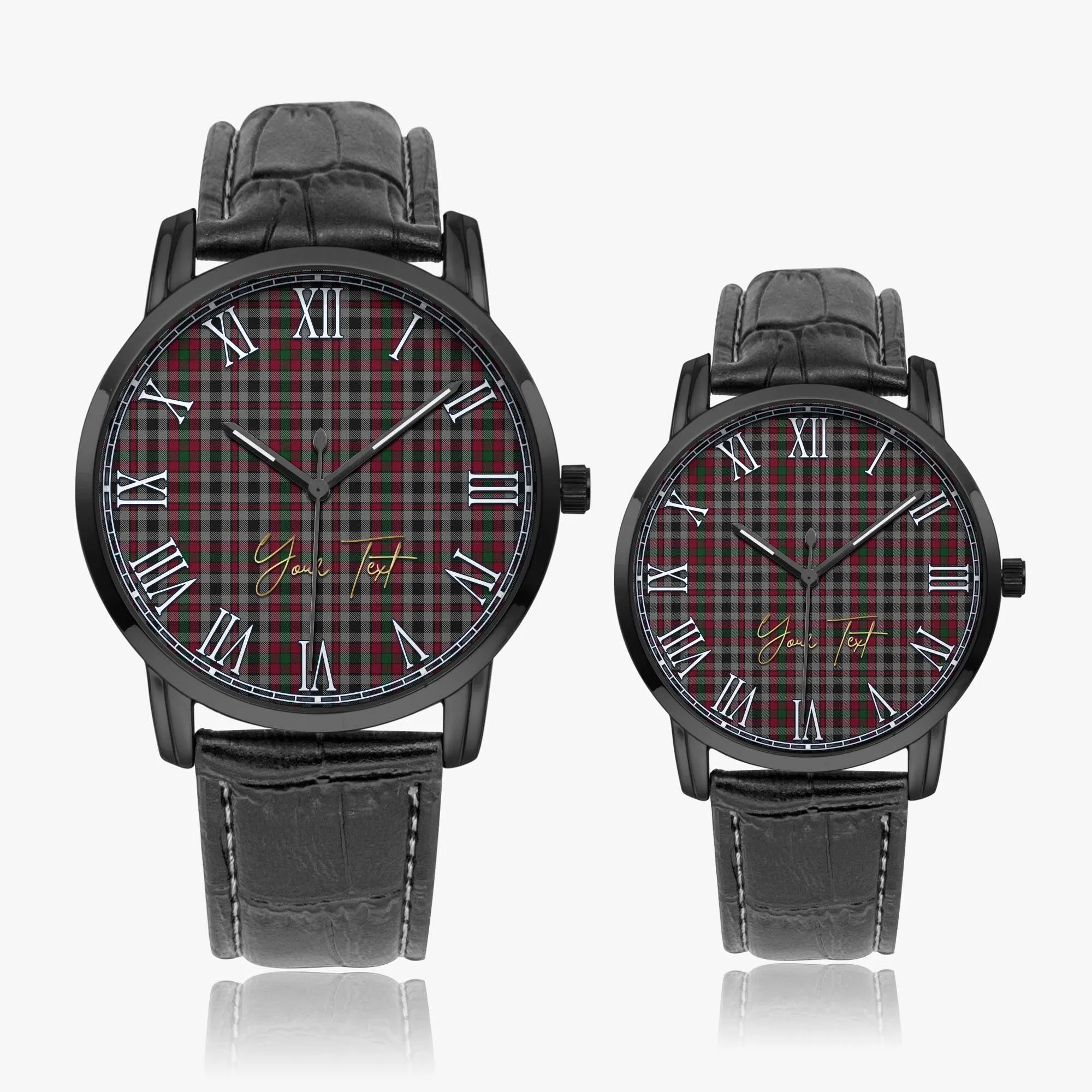 Borthwick Tartan Personalized Your Text Leather Trap Quartz Watch