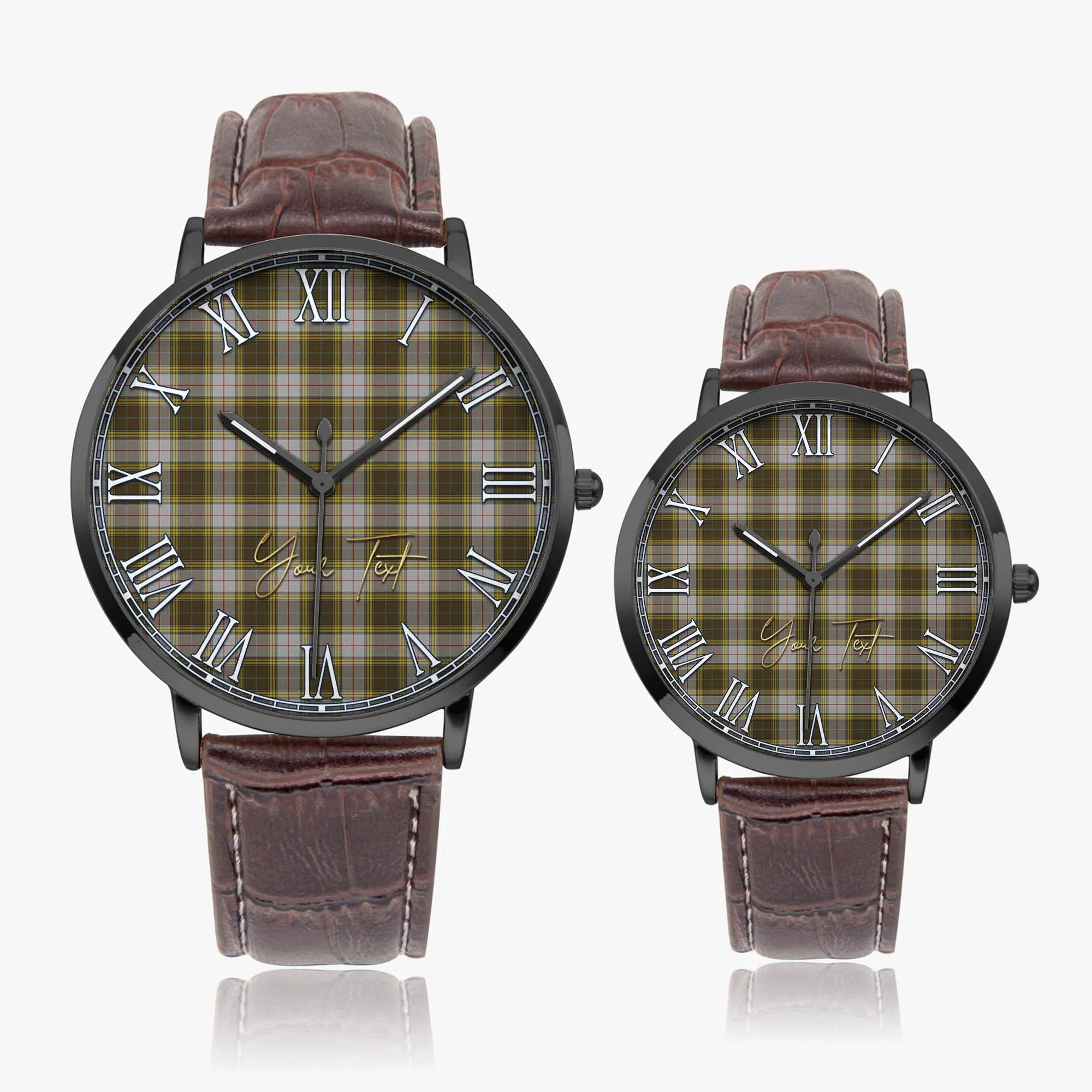 Buchanan Dress Tartan Personalized Your Text Leather Trap Quartz Watch