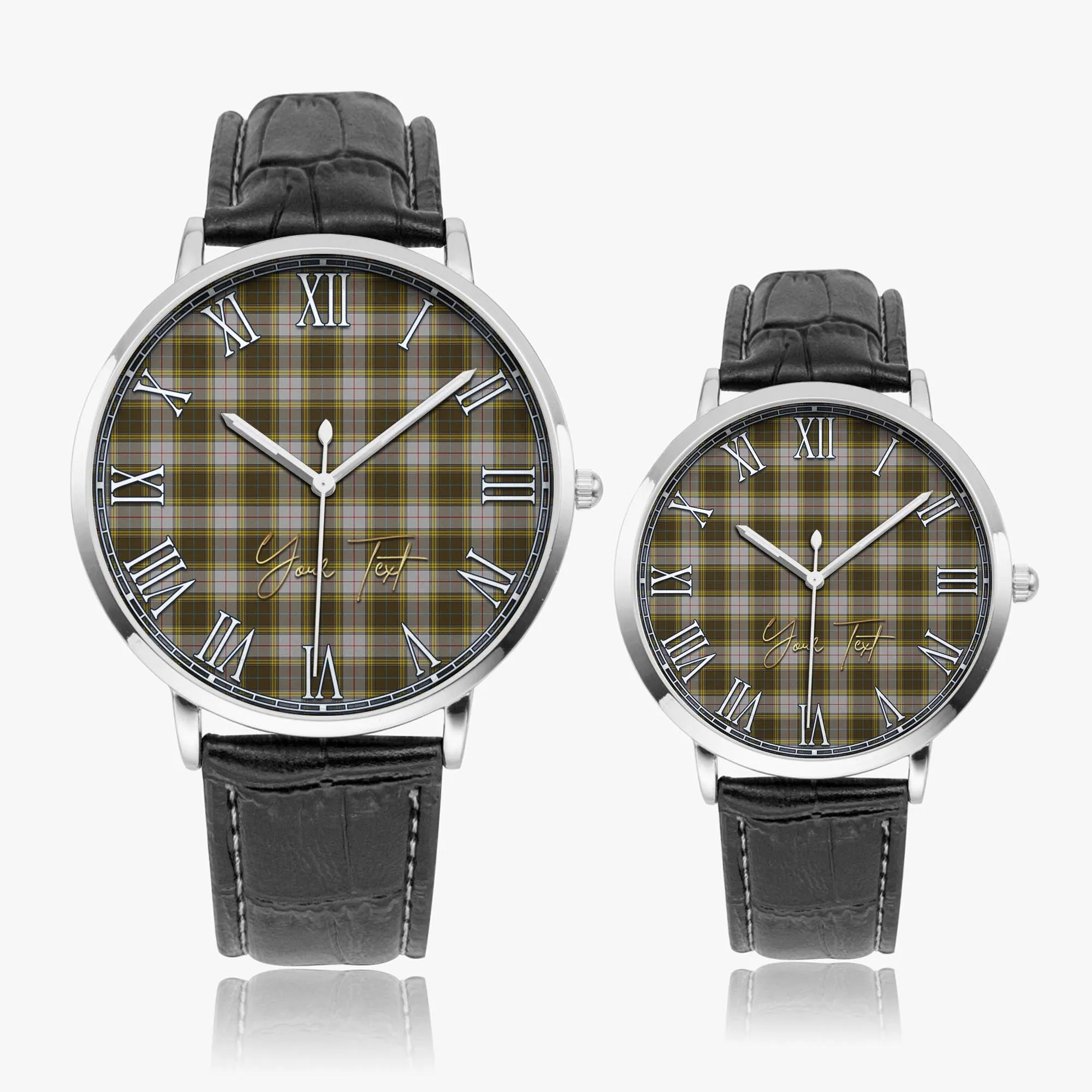 Buchanan Dress Tartan Personalized Your Text Leather Trap Quartz Watch