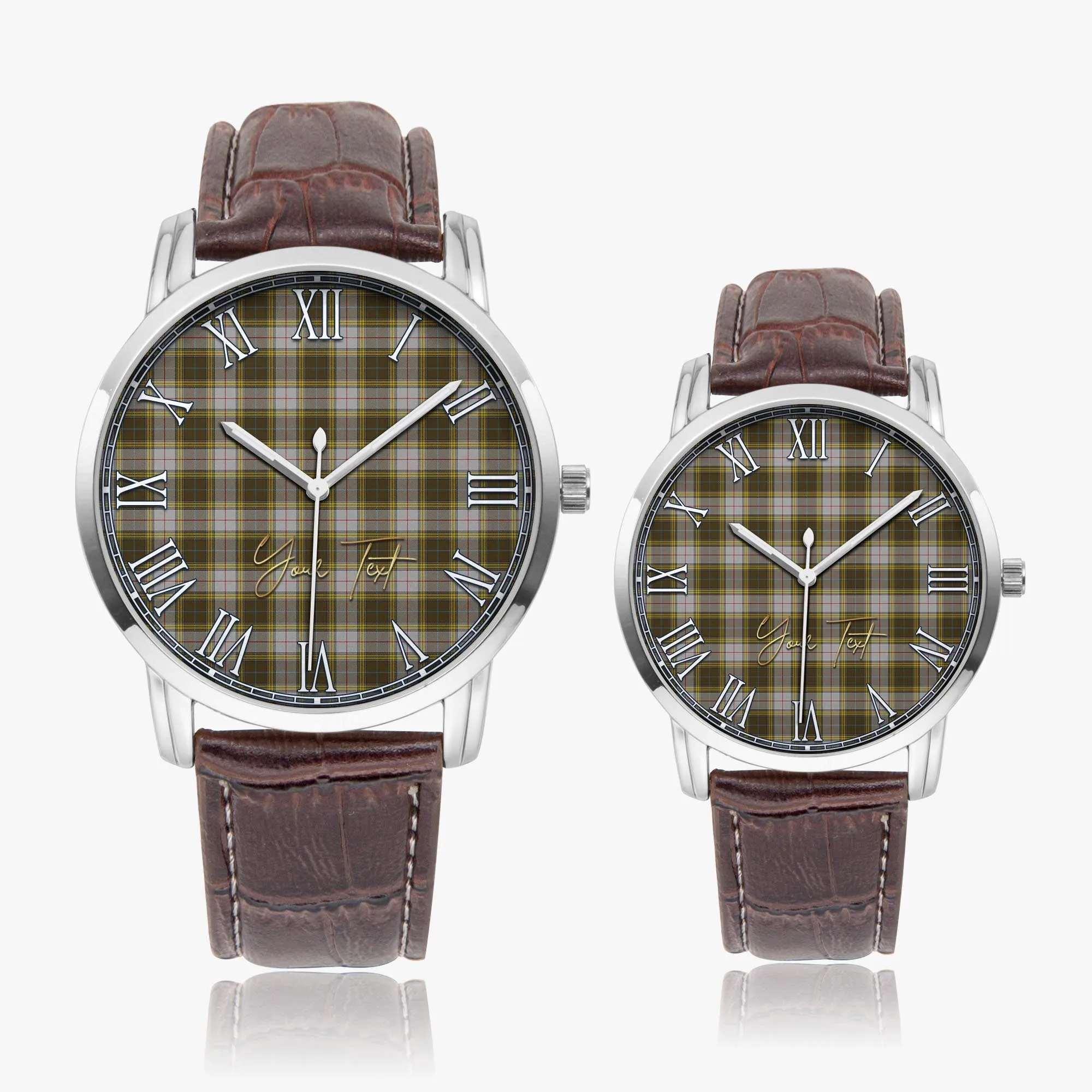 Buchanan Dress Tartan Personalized Your Text Leather Trap Quartz Watch