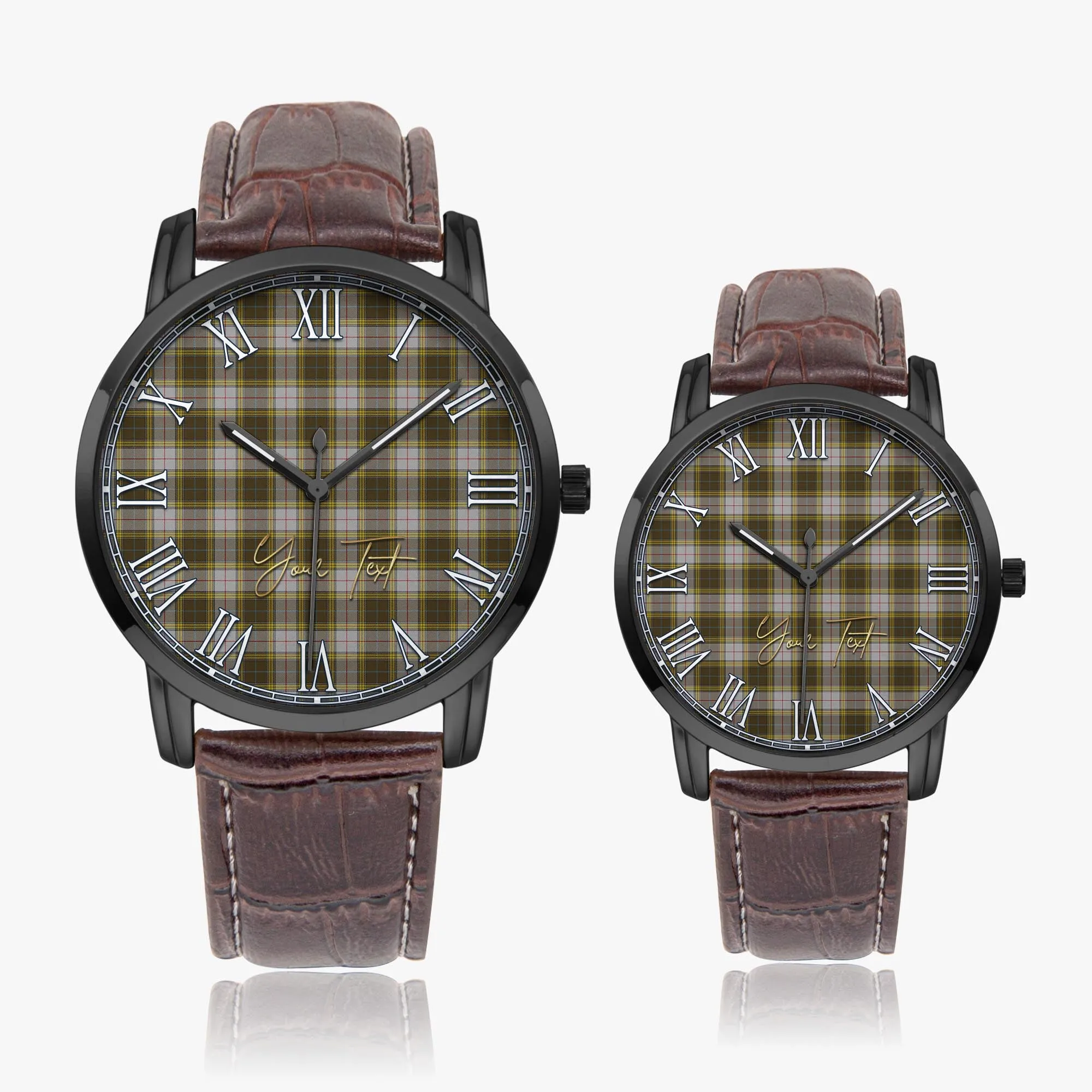 Buchanan Dress Tartan Personalized Your Text Leather Trap Quartz Watch