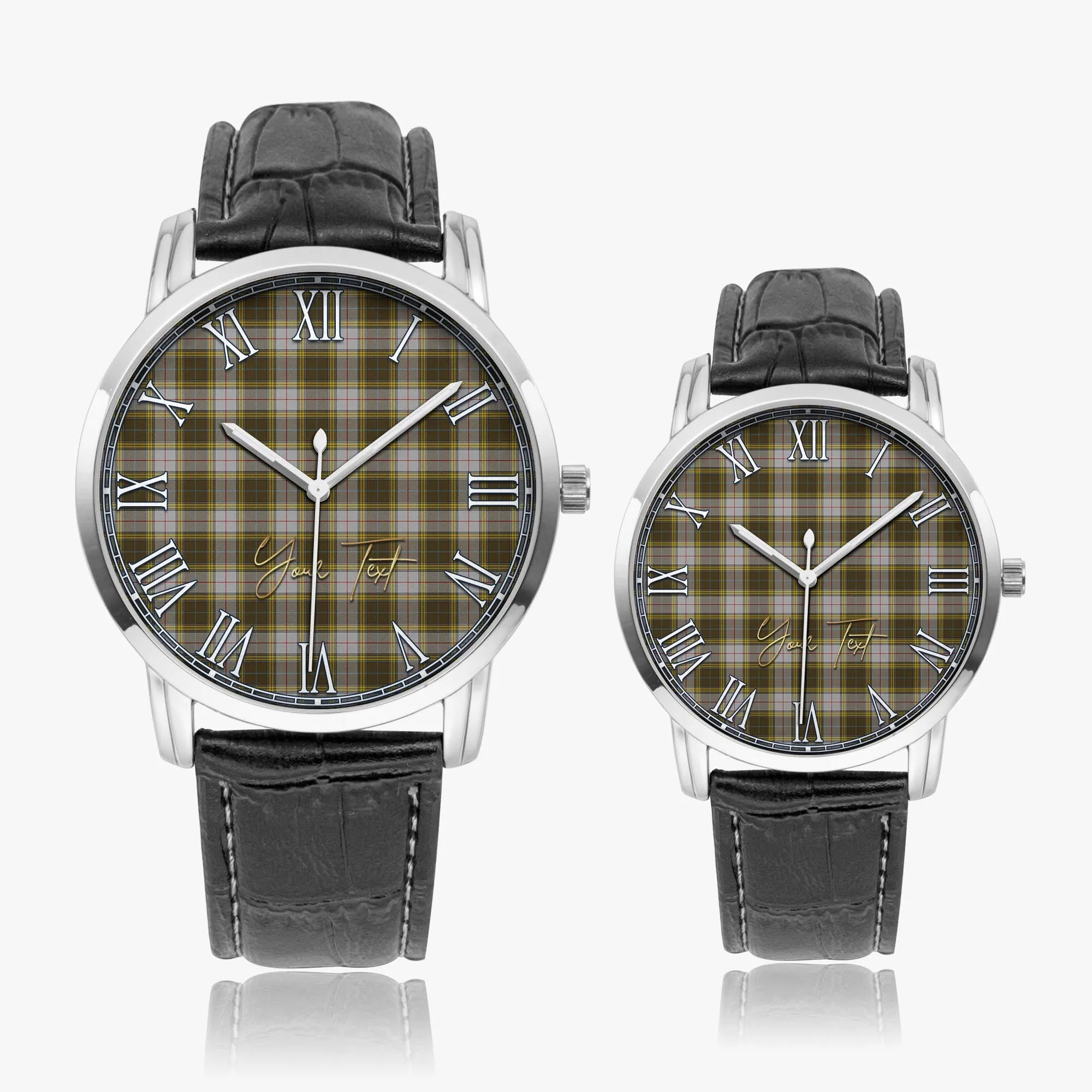 Buchanan Dress Tartan Personalized Your Text Leather Trap Quartz Watch