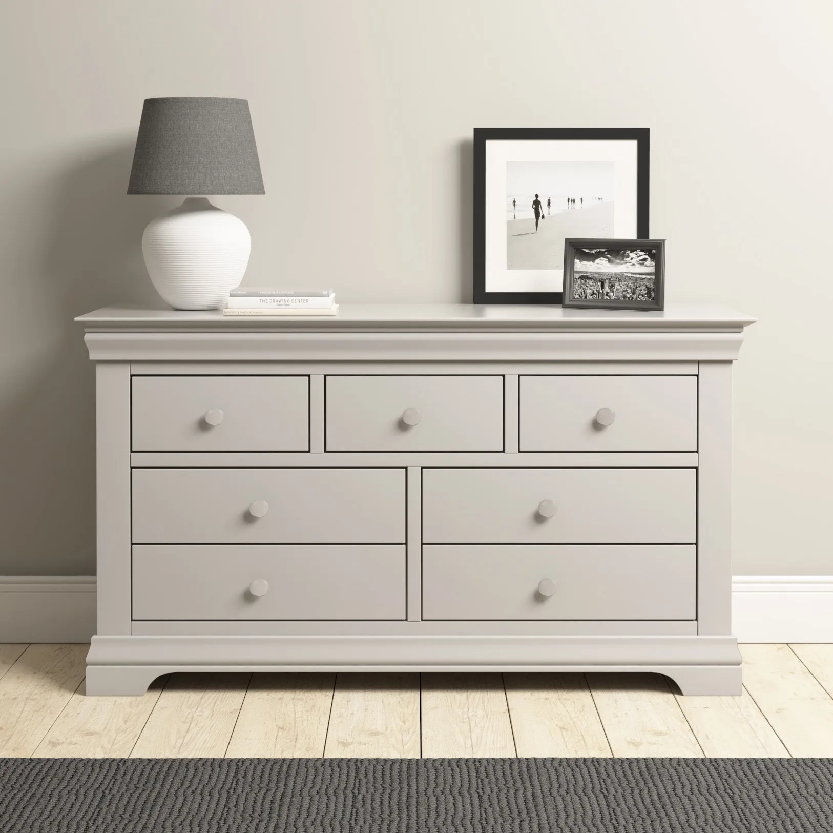 Chalbury 3 Over 4 Chest of Drawers in Pebble Grey