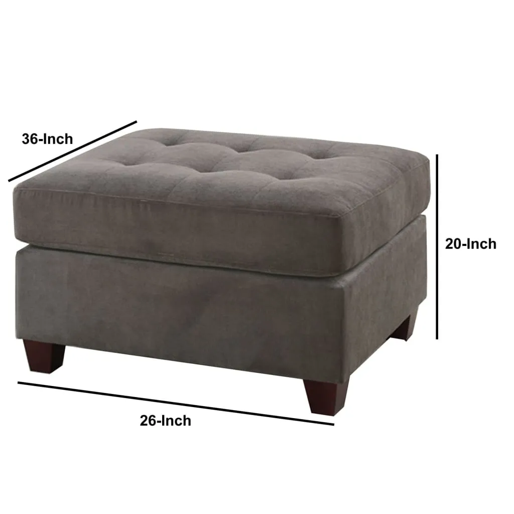 Cocktail Ottoman In Charcoal Gray Waffle Suede Fabric