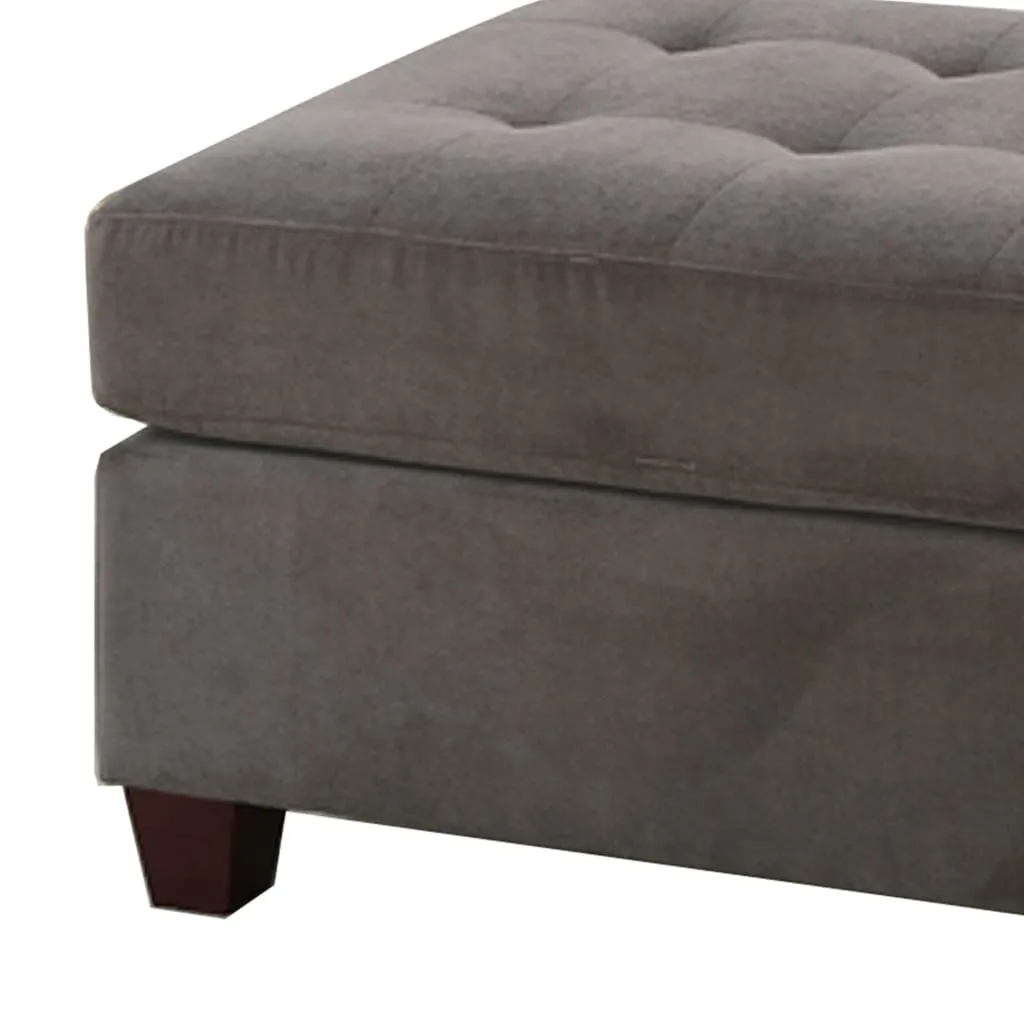 Cocktail Ottoman In Charcoal Gray Waffle Suede Fabric