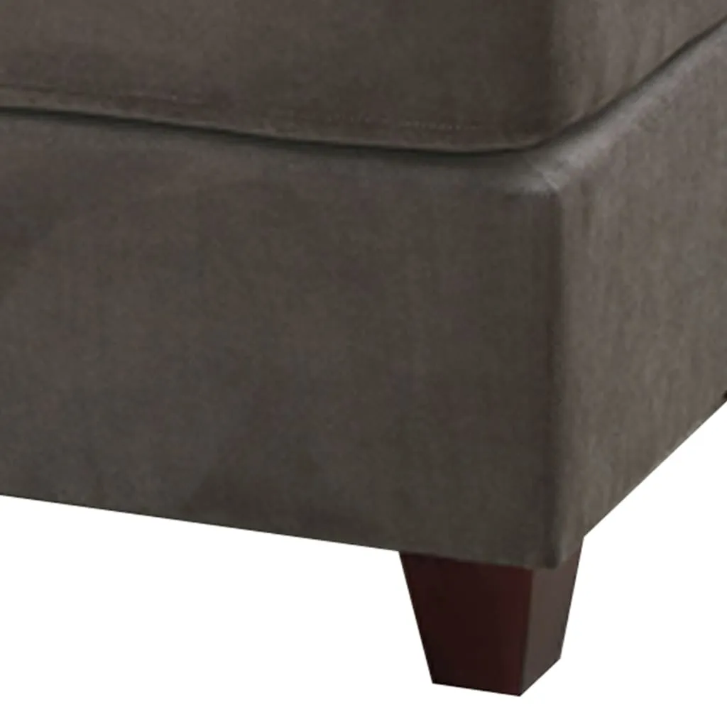 Cocktail Ottoman In Charcoal Gray Waffle Suede Fabric