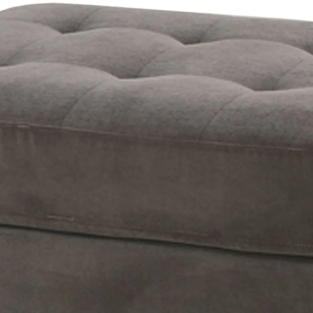 Cocktail Ottoman In Charcoal Gray Waffle Suede Fabric