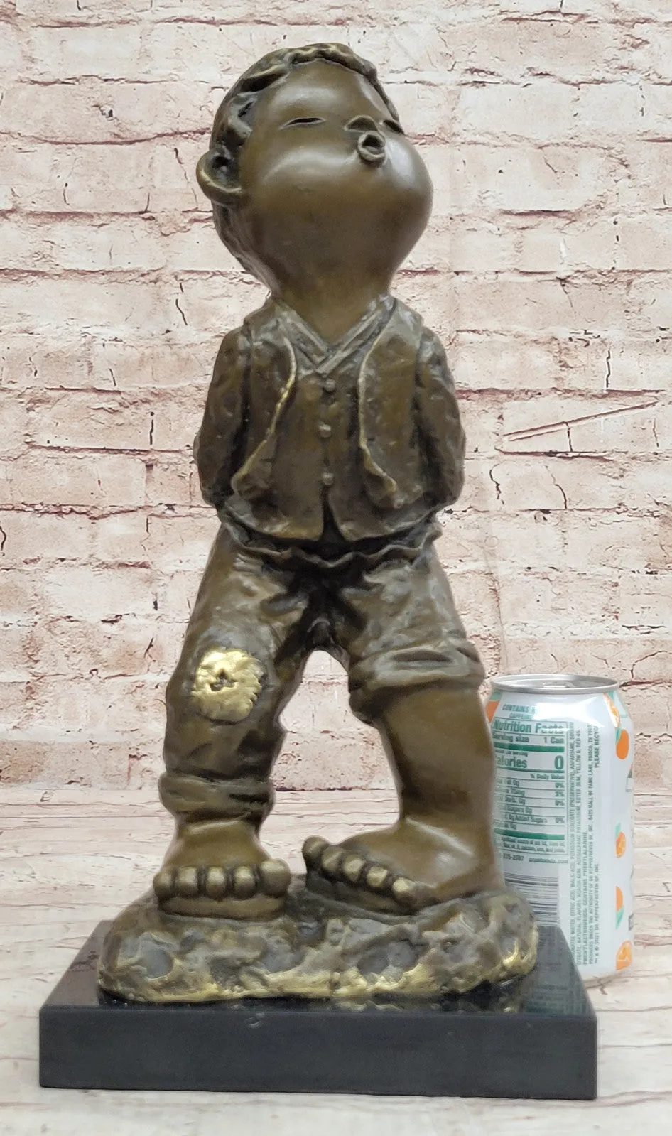 Collectible Miguel Lopez Chinese Boy Bronze Statue Fine Art Home Decor