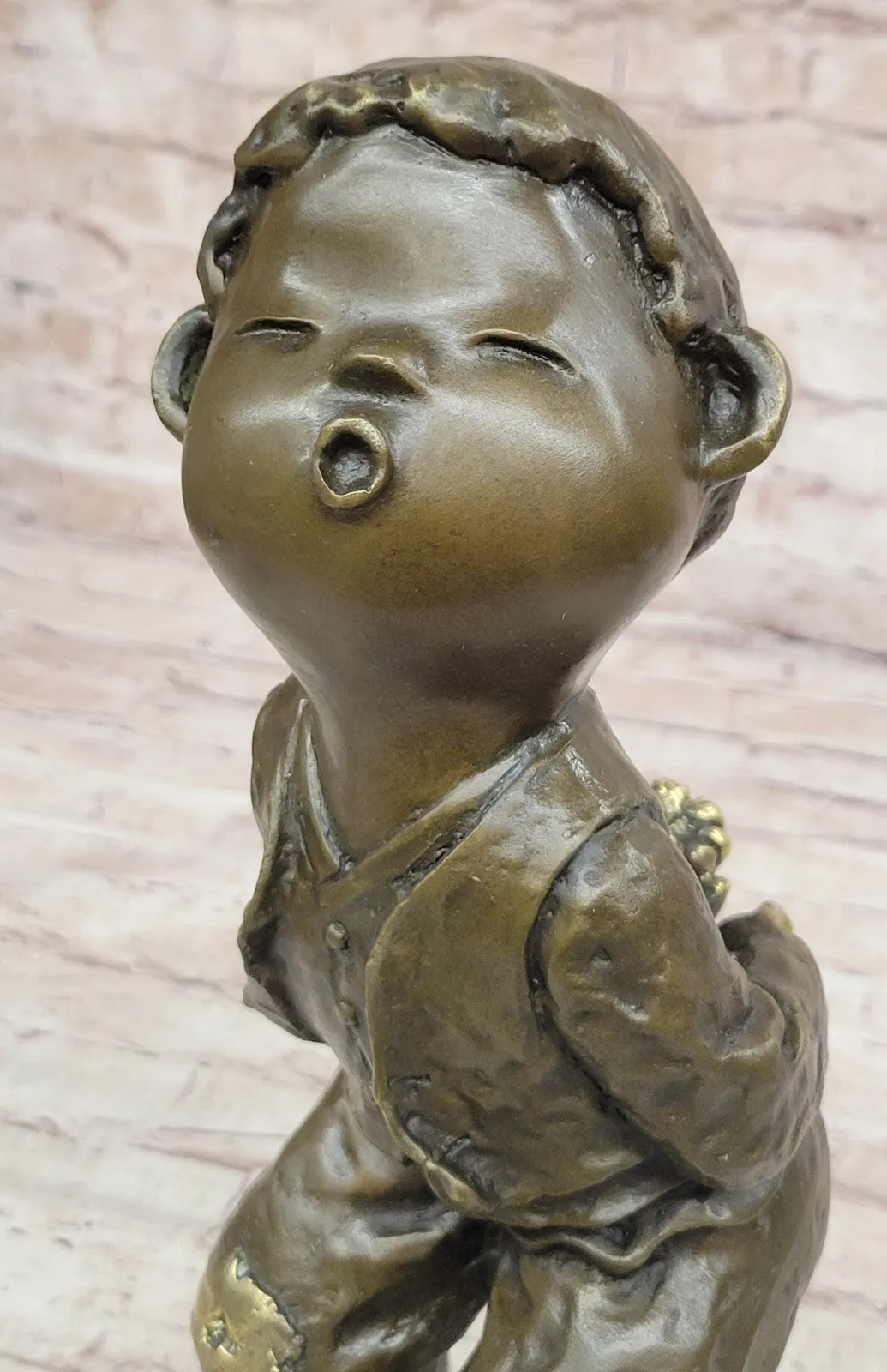 Collectible Miguel Lopez Chinese Boy Bronze Statue Fine Art Home Decor