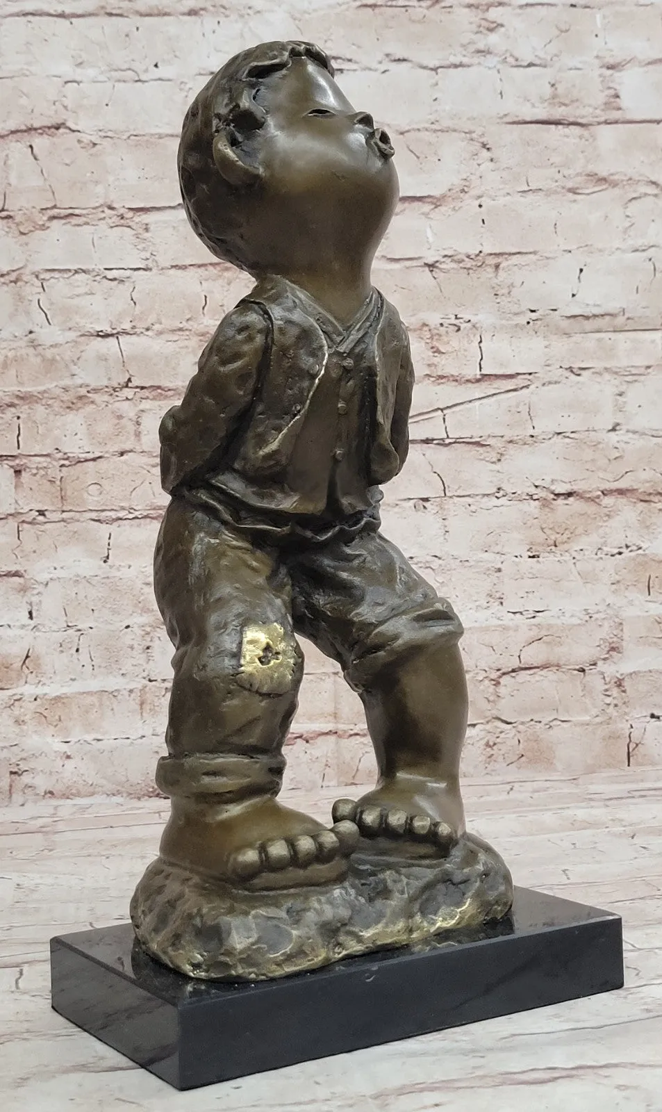 Collectible Miguel Lopez Chinese Boy Bronze Statue Fine Art Home Decor