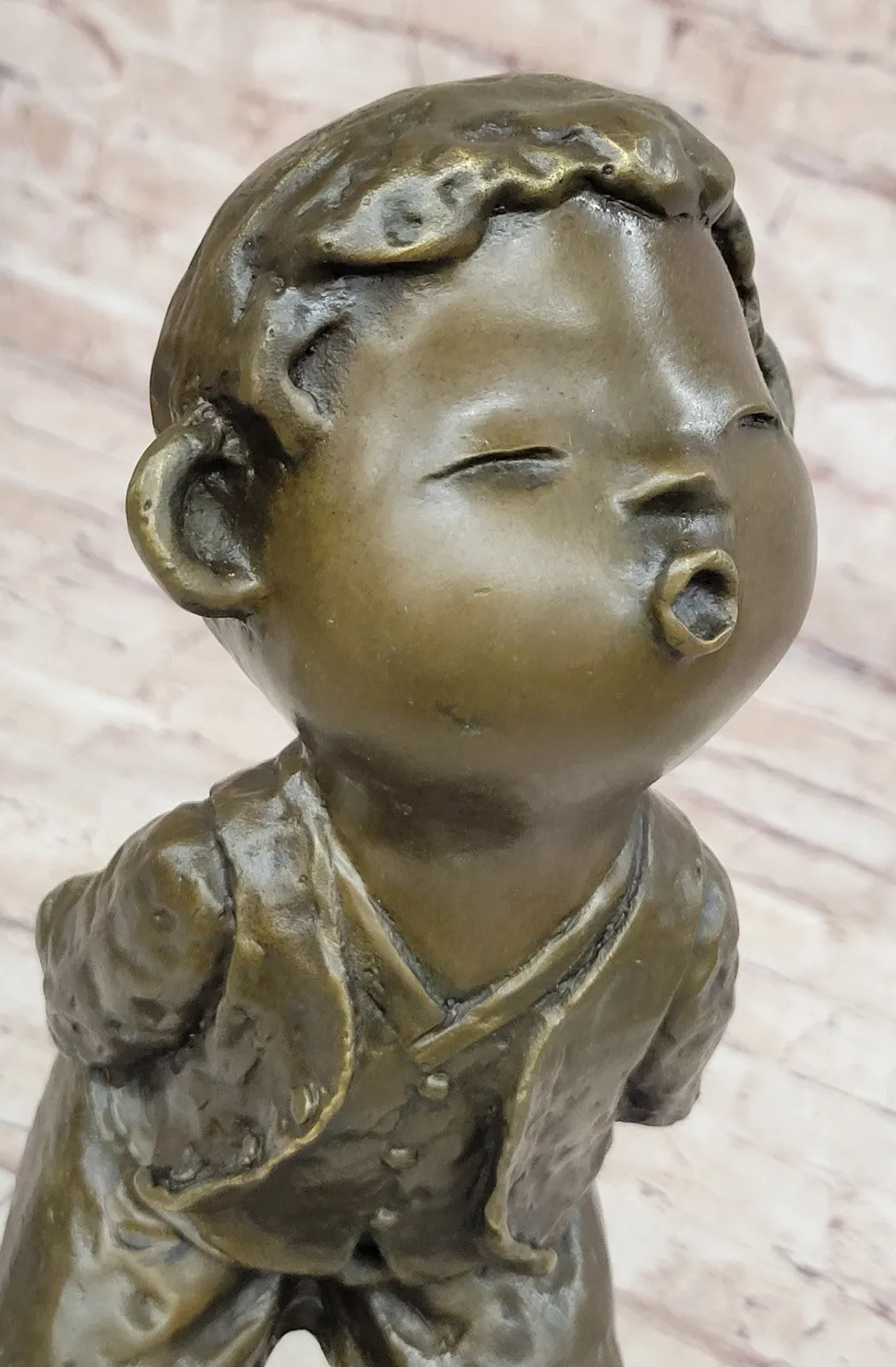 Collectible Miguel Lopez Chinese Boy Bronze Statue Fine Art Home Decor