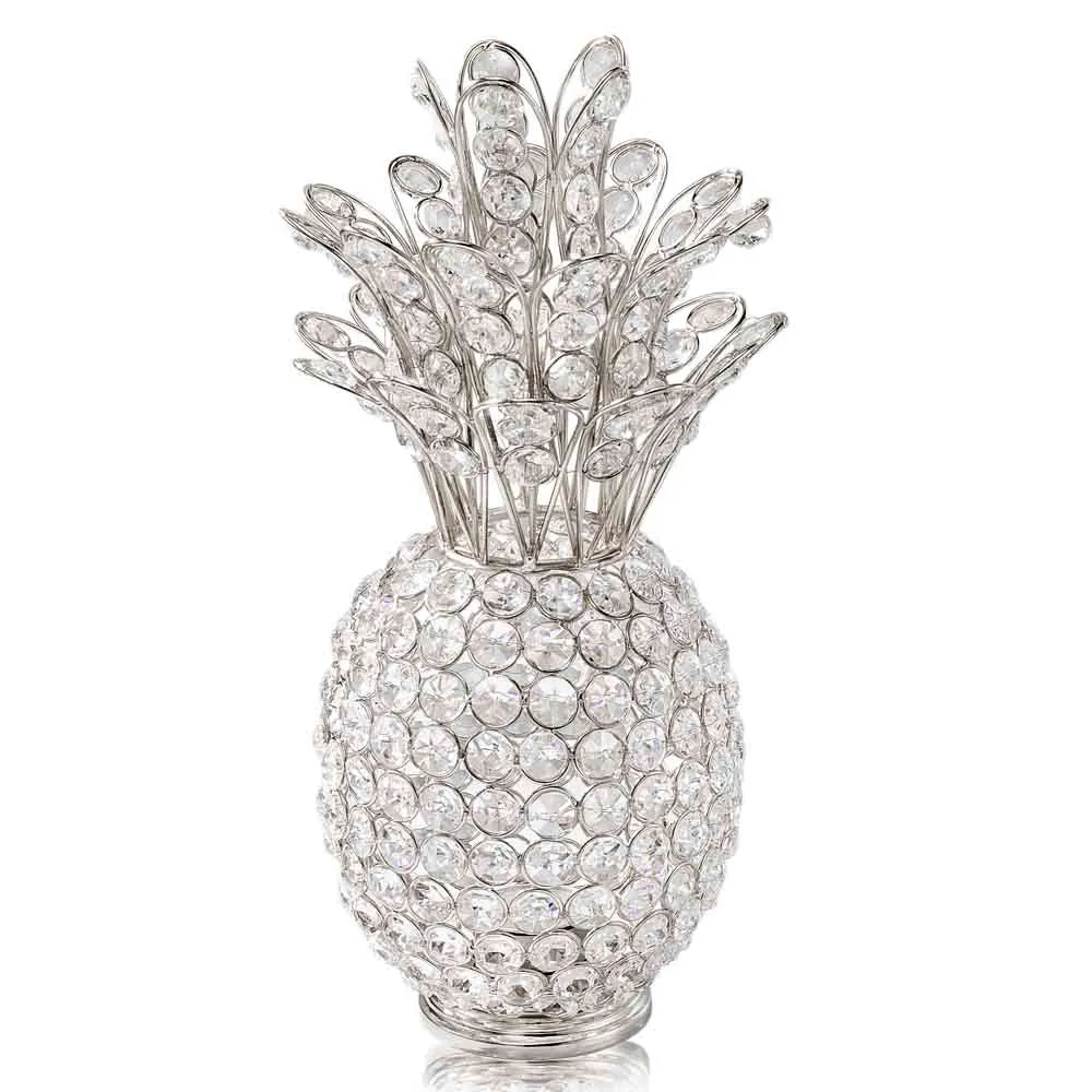 Crystal Silver Pineapple Sculpture, Clear