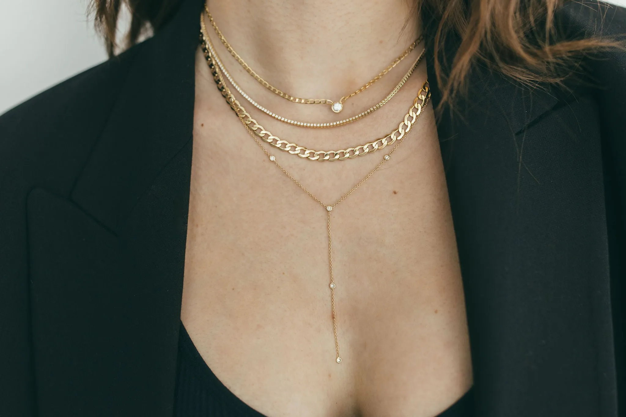 Curb Chain and Diamond Necklace