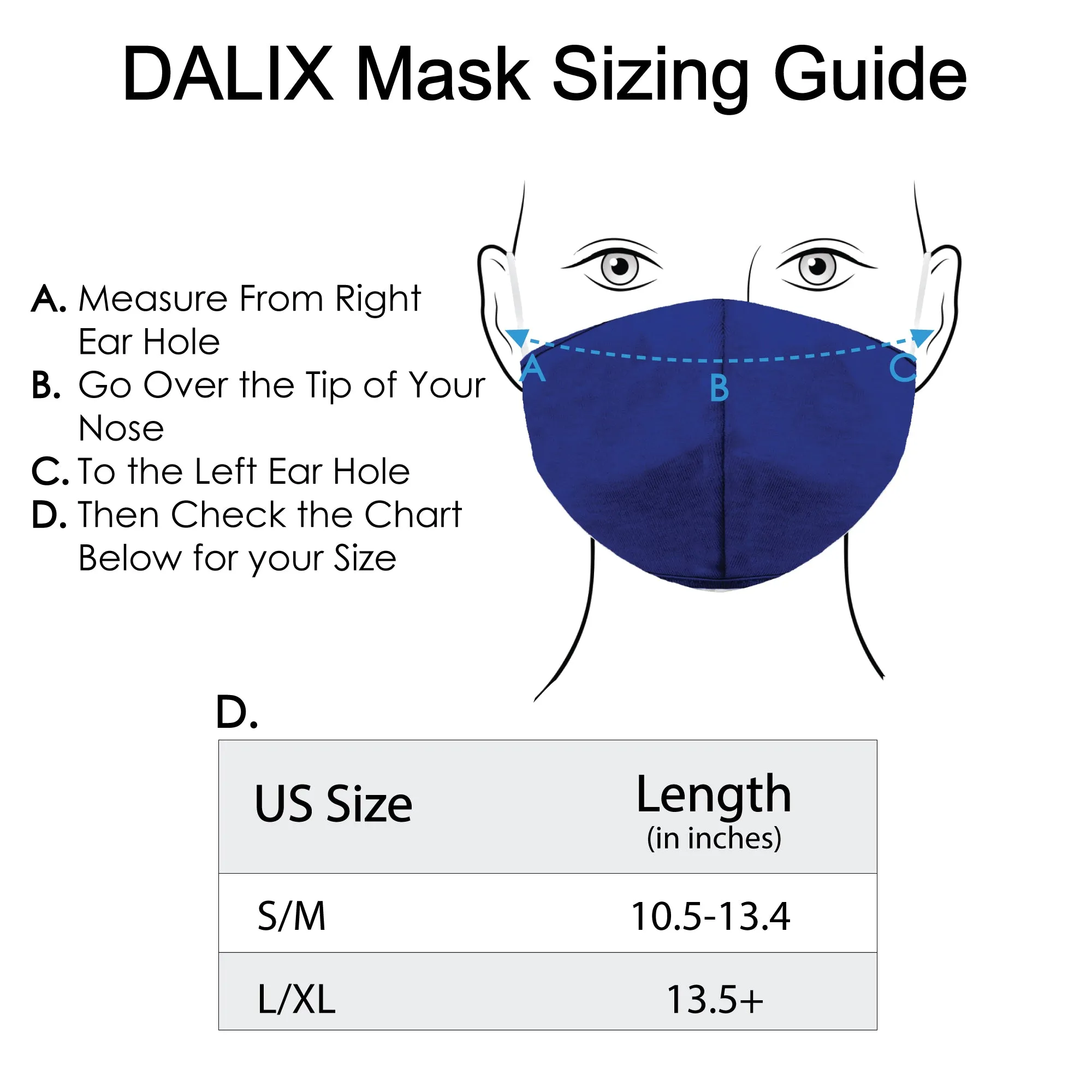 DALIX Cloth Face Mask Reuseable Washable Made in USA - S-M , L-XL Size (5 Pack)