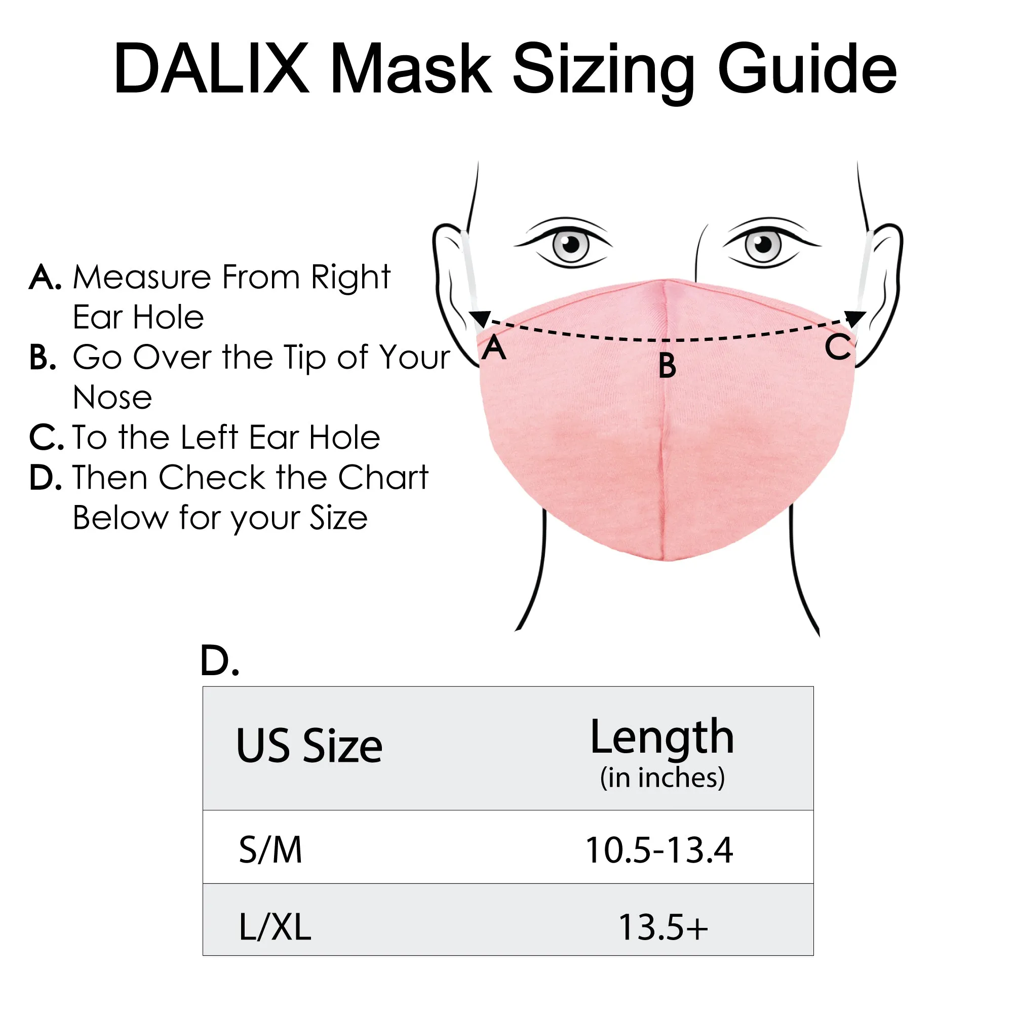 DALIX Cloth Face Mask Reuseable Washable Made in USA - S-M , L-XL Size (5 Pack)