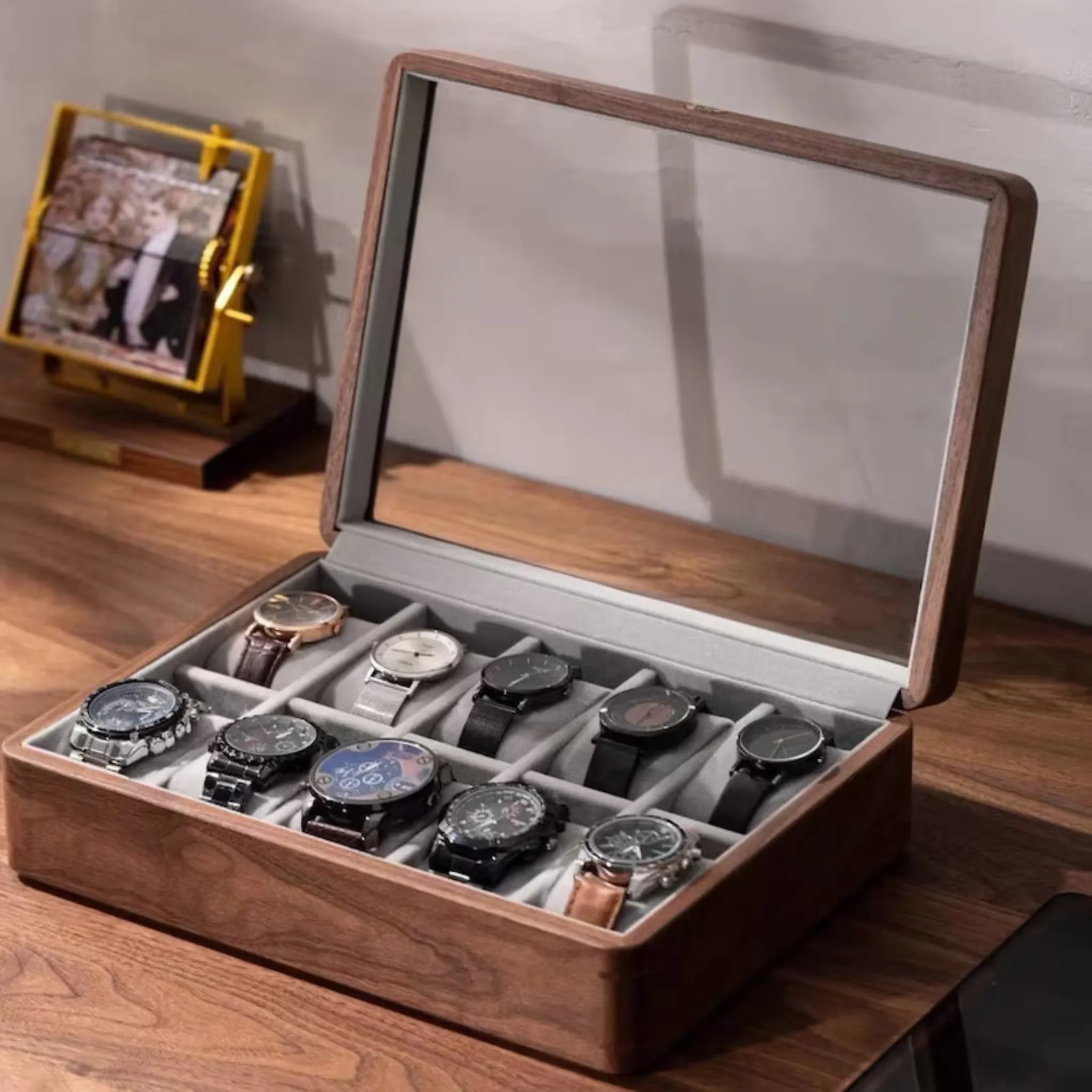 Dark Walnut Watch Display Case