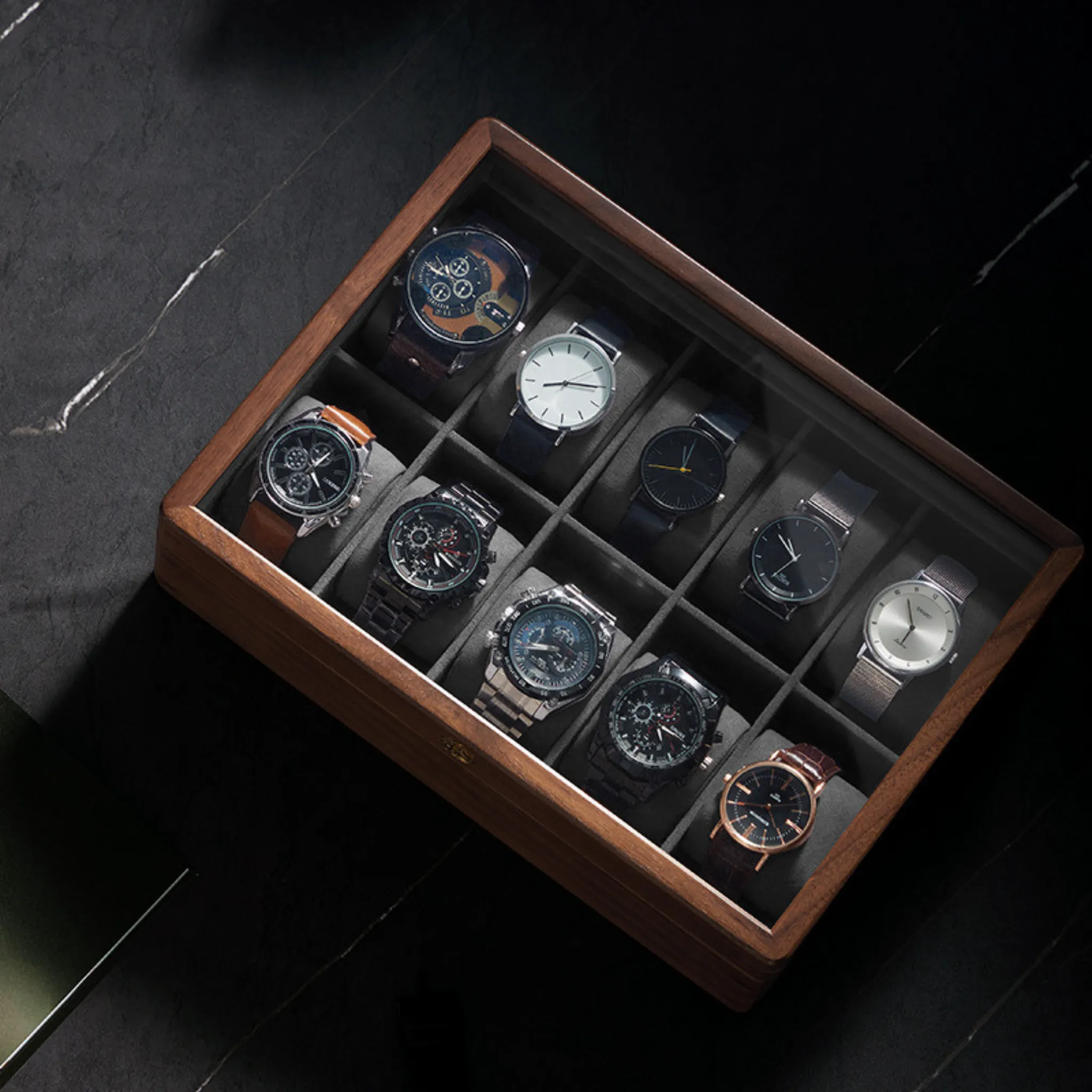 Dark Walnut Watch Display Case