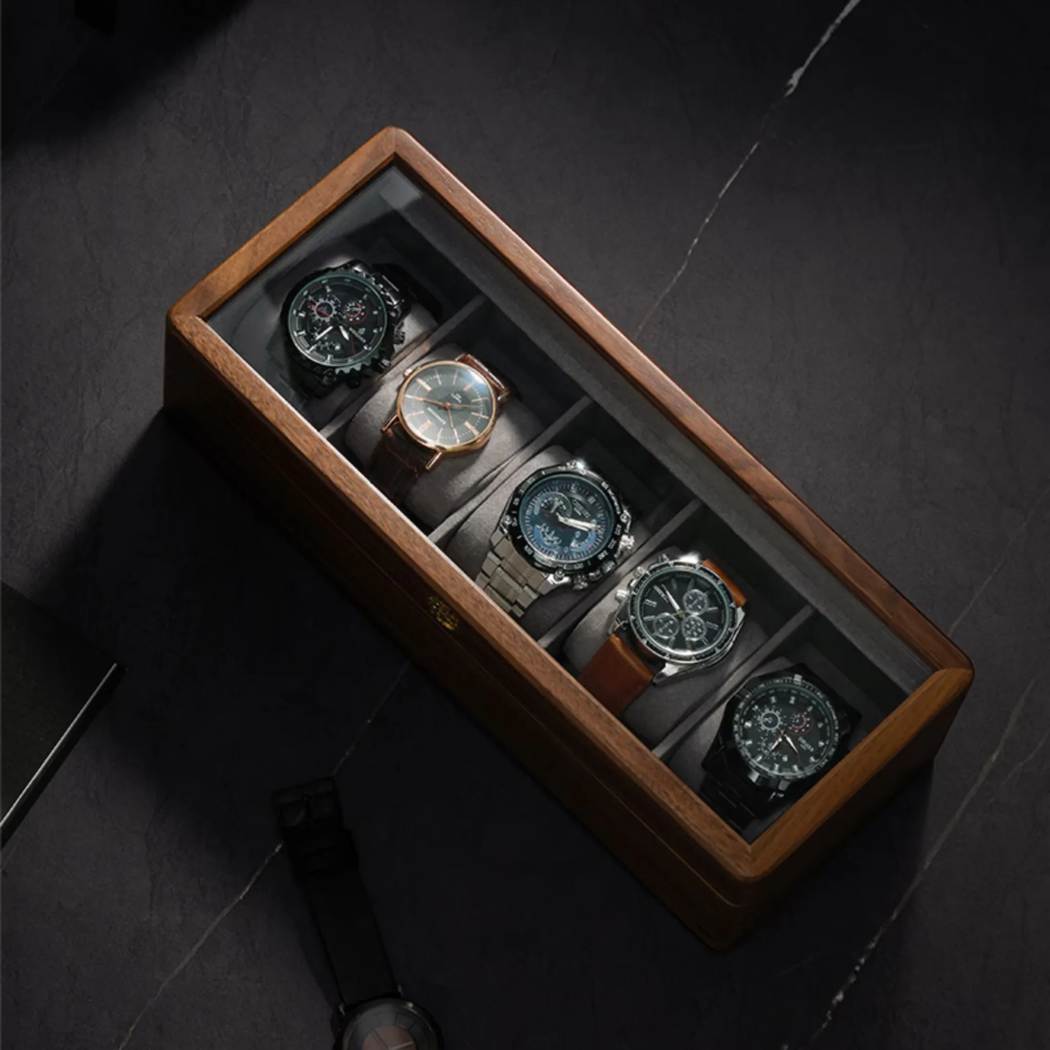 Dark Walnut Watch Display Case