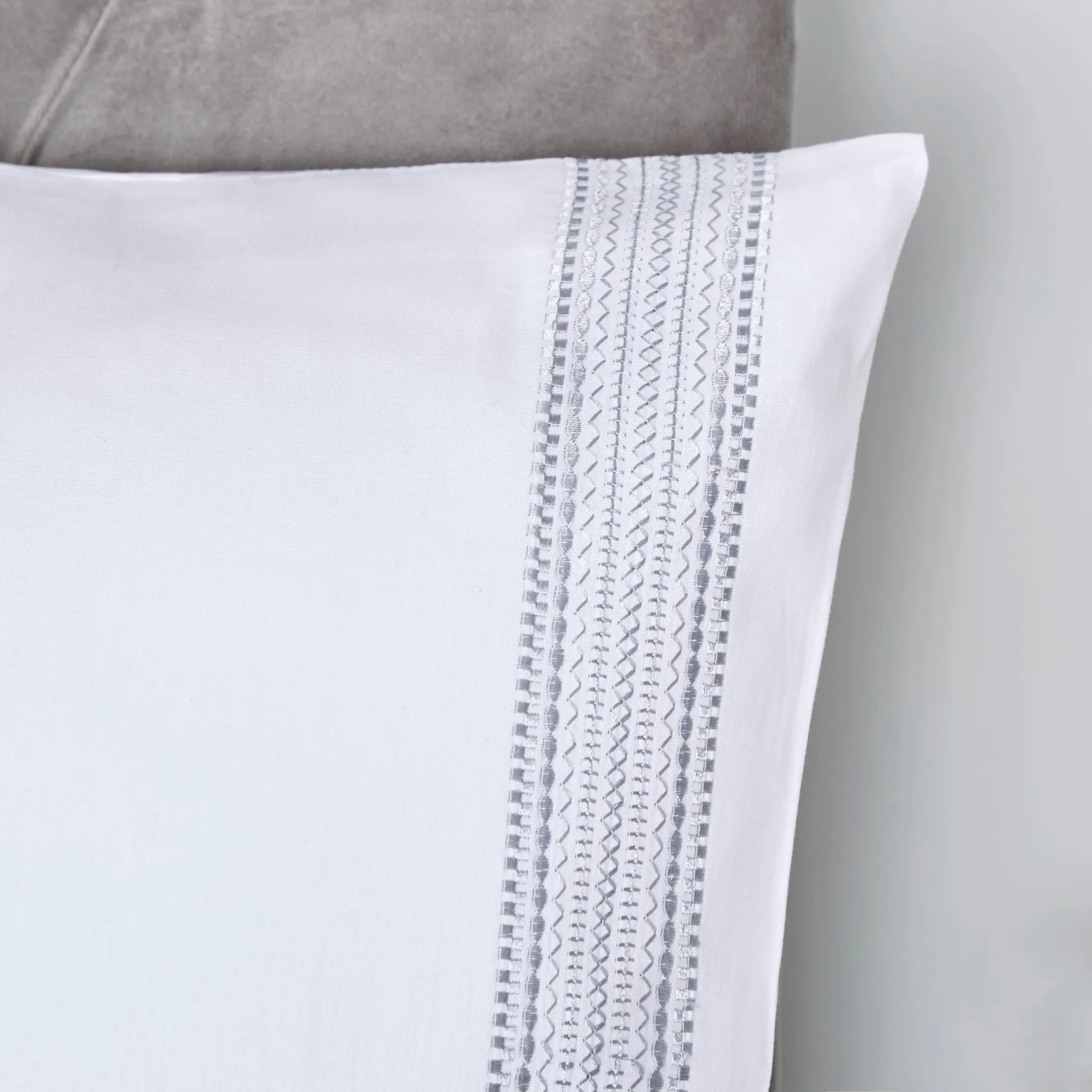 Embroidered Band Duvet Cover Set by Appletree Boutique in White