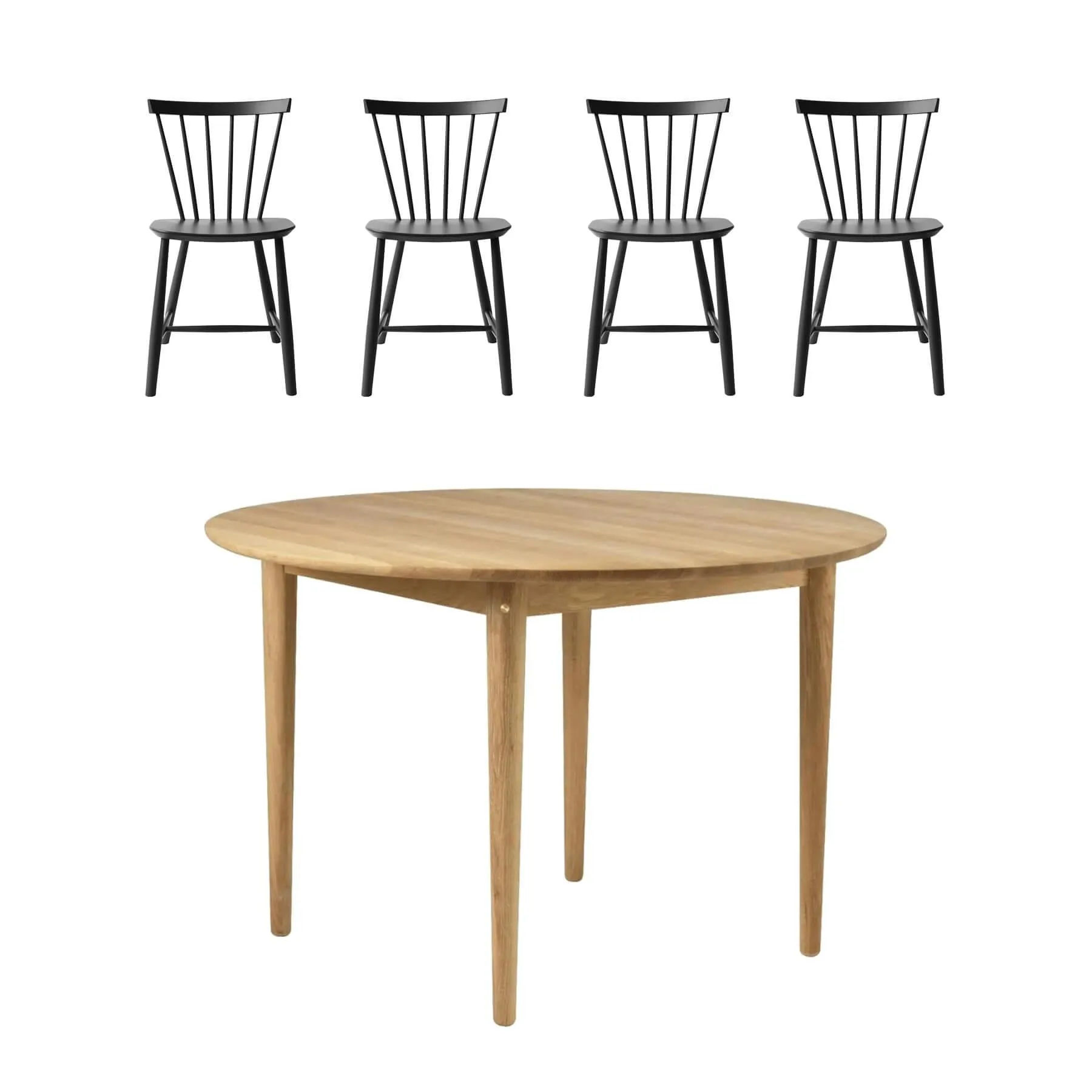 FDB Mobler Round Kitchen Dining Table Bundle