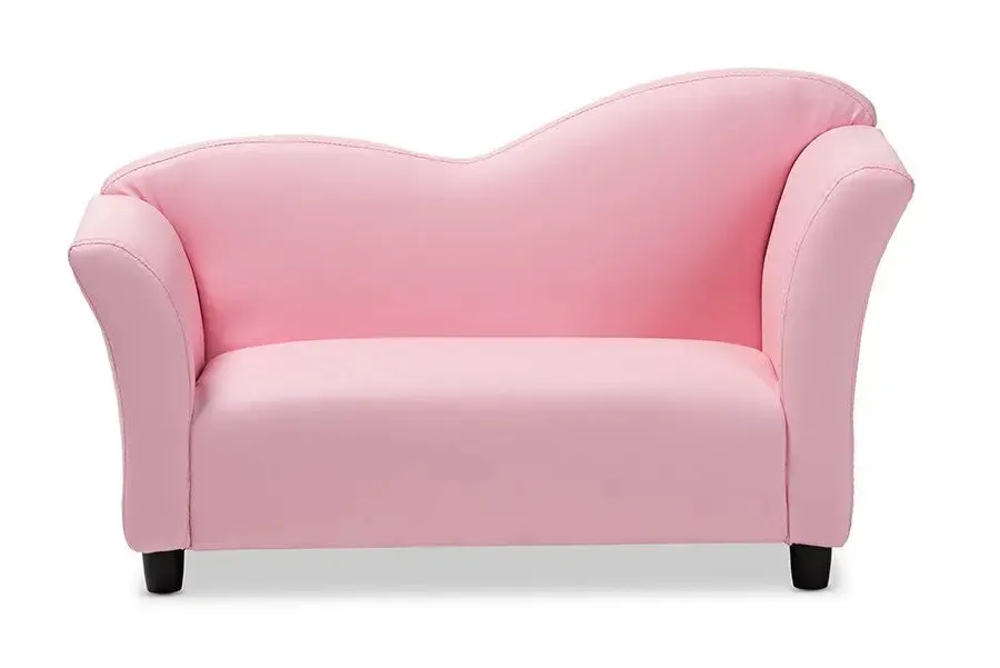 Felice Pink Faux Leather Kids 2-Seater Loveseat