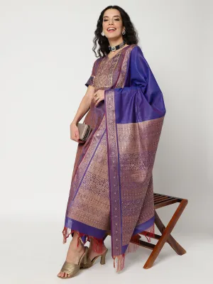 Festive Embroidered Kurta With Straight Pant And Matching Dupatta Set