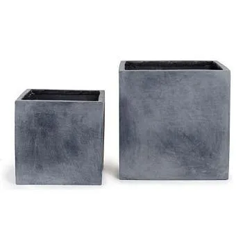 Fiberglass Cube Planter with Lead Finish - 24"W