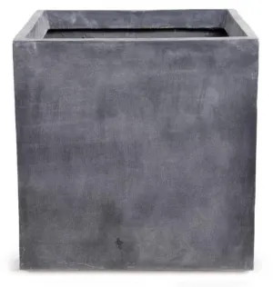 Fiberglass Cube Planter with Lead Finish - 24"W