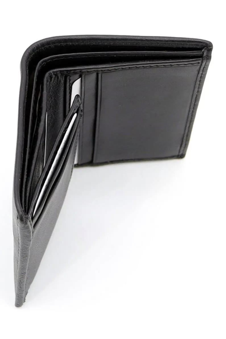 Gai Mattiolo Men's Wallet in Nappa Leather, Equipped With Card Holder, Card-sized Document Holder and Space for Banknotes, Black