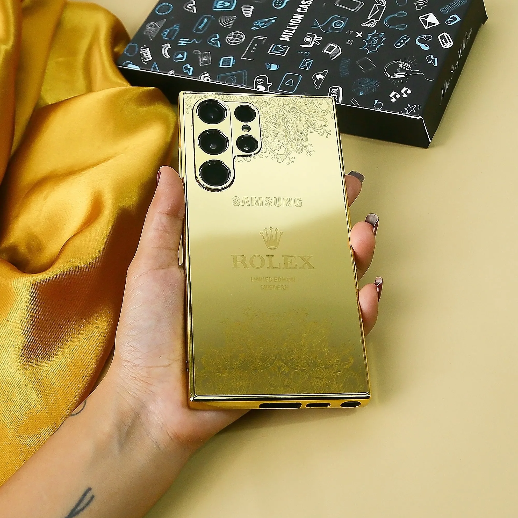 Galaxy Series Crafted Gold Rolex Luxurious Camera Protective Case