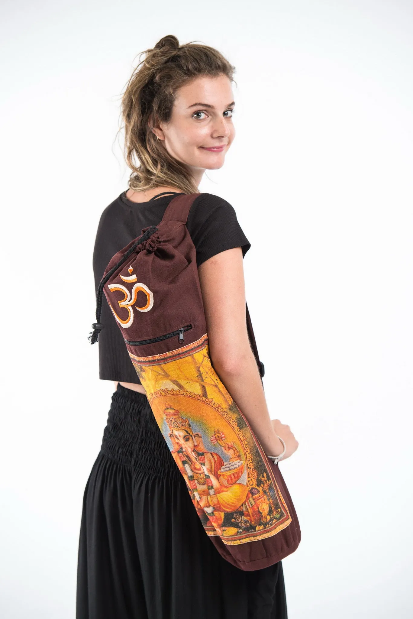 Ganesh Om Yoga Mat Bag in Maroon