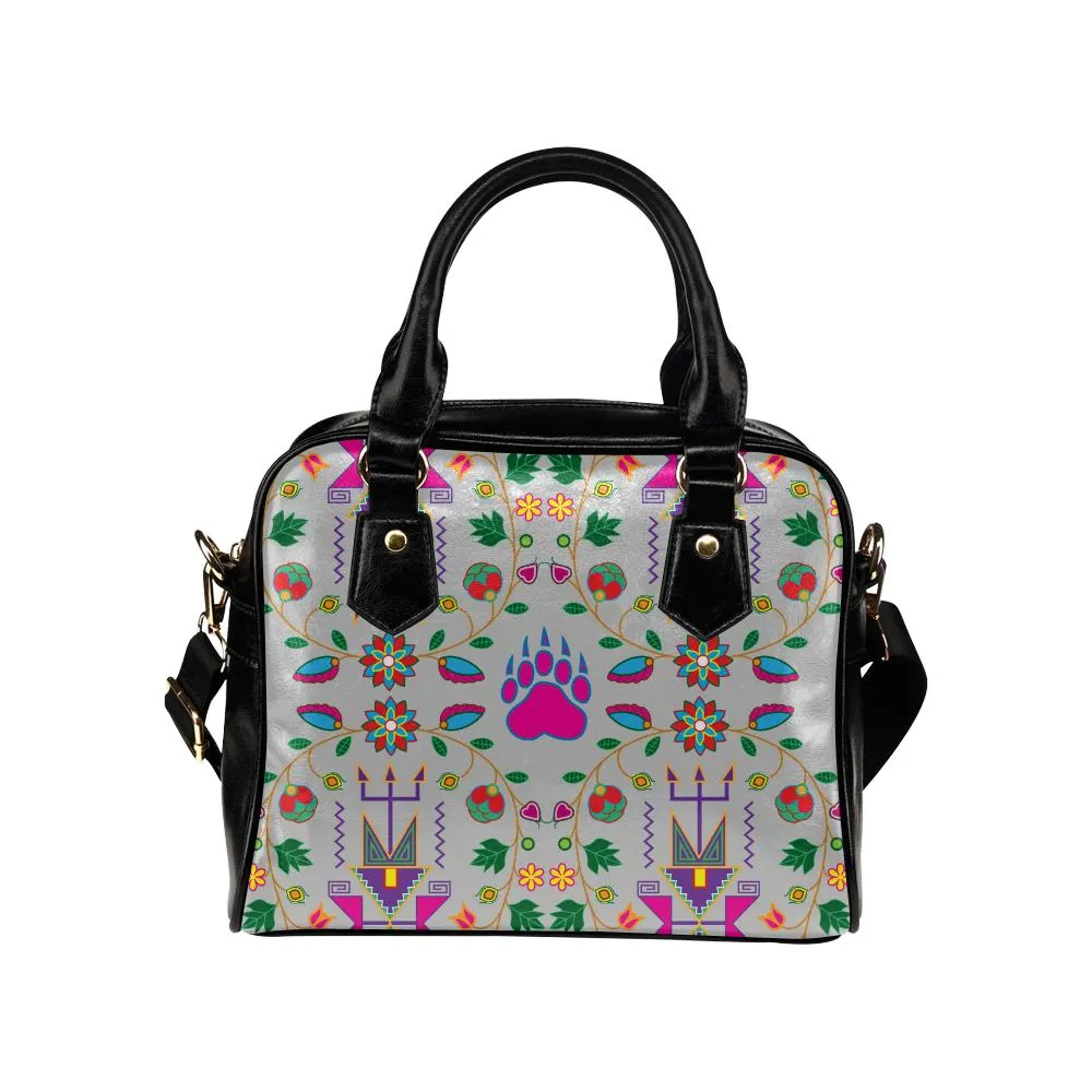 Geometric Floral Fall-Gray Shoulder Handbag