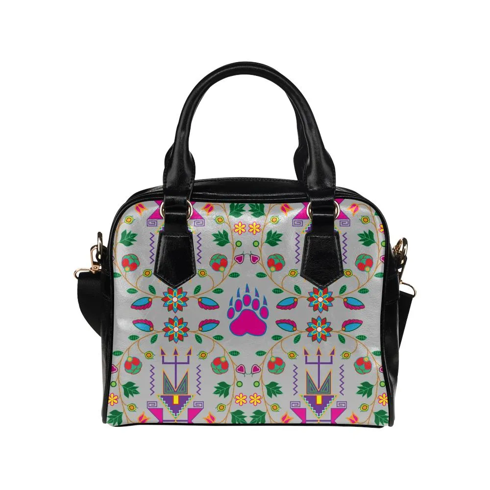 Geometric Floral Fall-Gray Shoulder Handbag