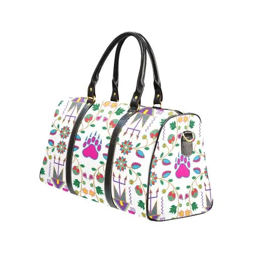 Geometric Floral Fall-White Waterproof Travel Bag