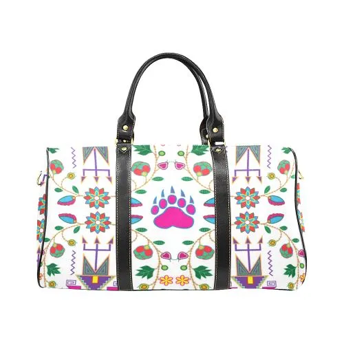 Geometric Floral Fall-White Waterproof Travel Bag