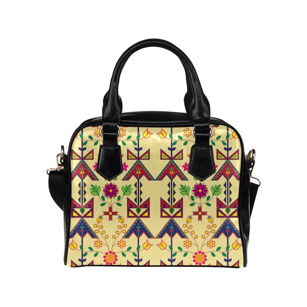 Geometric Floral Spring-Vanilla Shoulder Handbag