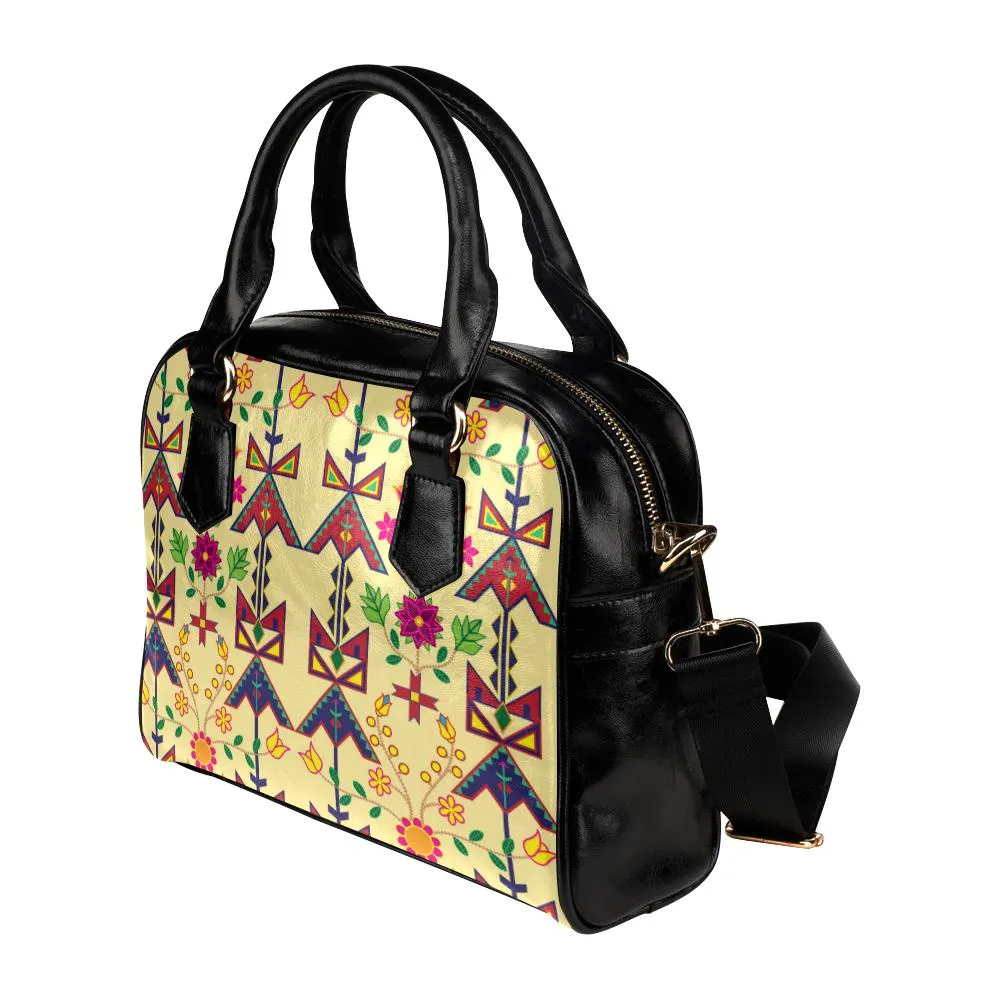 Geometric Floral Spring-Vanilla Shoulder Handbag