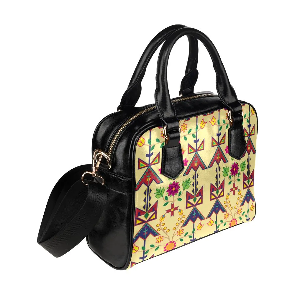 Geometric Floral Spring-Vanilla Shoulder Handbag