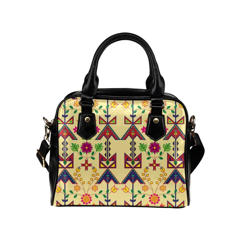 Geometric Floral Spring-Vanilla Shoulder Handbag