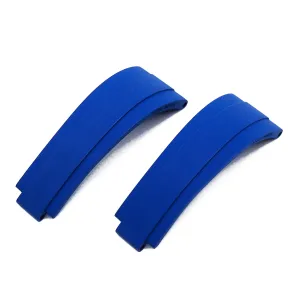 【GM】 20mm Straight End Blue Vulcanized FKM Rubber Watch Strap For Rolex, Steel Inside