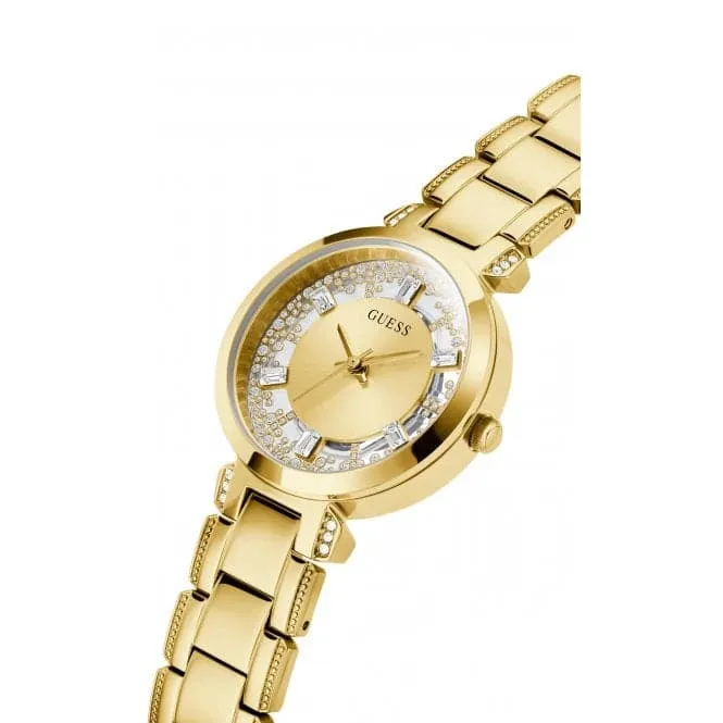 Guess Ladies Crystal Clear Stainless Steel Gold Tone Watch GW0470L2