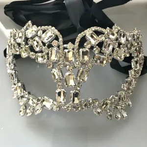 Gusta Radiant Cluster Statement Masquerade Mask | Crystal | Silver