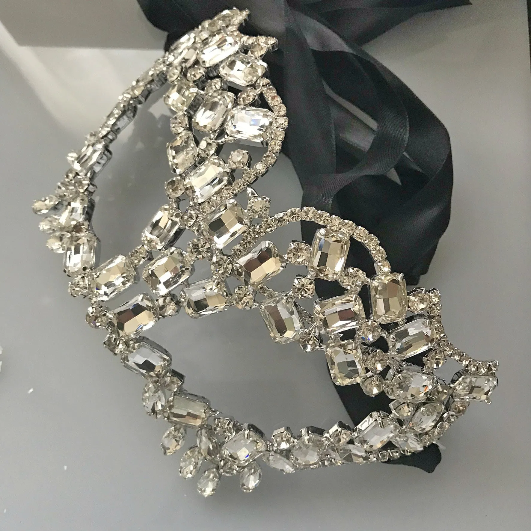 Gusta Radiant Cluster Statement Masquerade Mask | Crystal | Silver