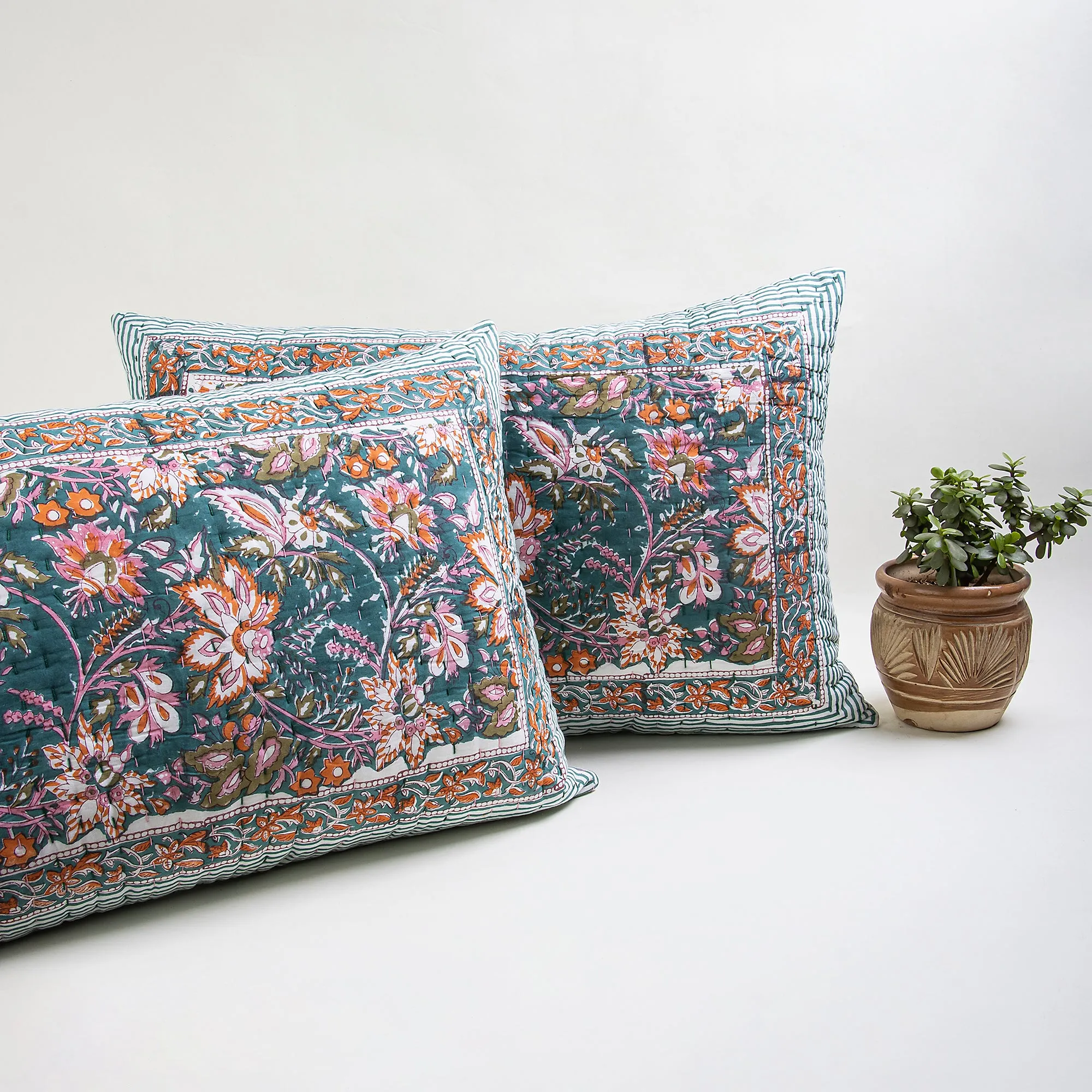 Handmade Floral Print Pure Cotton Winter Pillow Covers