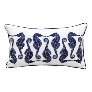 Indigo Series Seahorse Pattern Indoor Outdoor Pillow