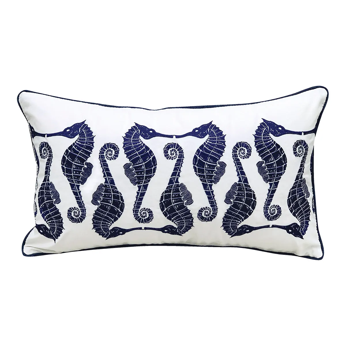 Indigo Series Seahorse Pattern Indoor Outdoor Pillow