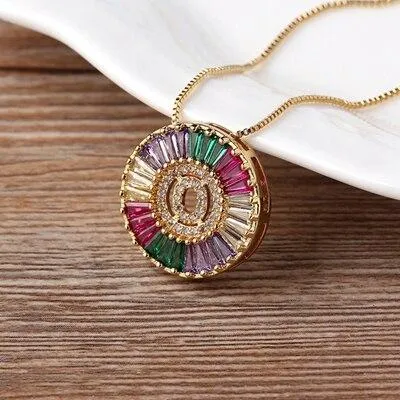 Initial Letter Colourful Women's Pendant Necklaces