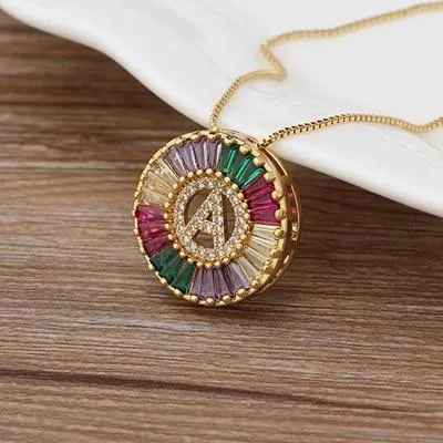 Initial Letter Colourful Women's Pendant Necklaces