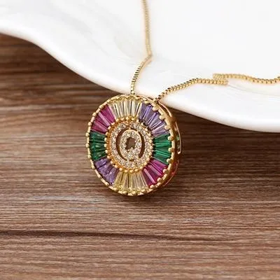 Initial Letter Colourful Women's Pendant Necklaces